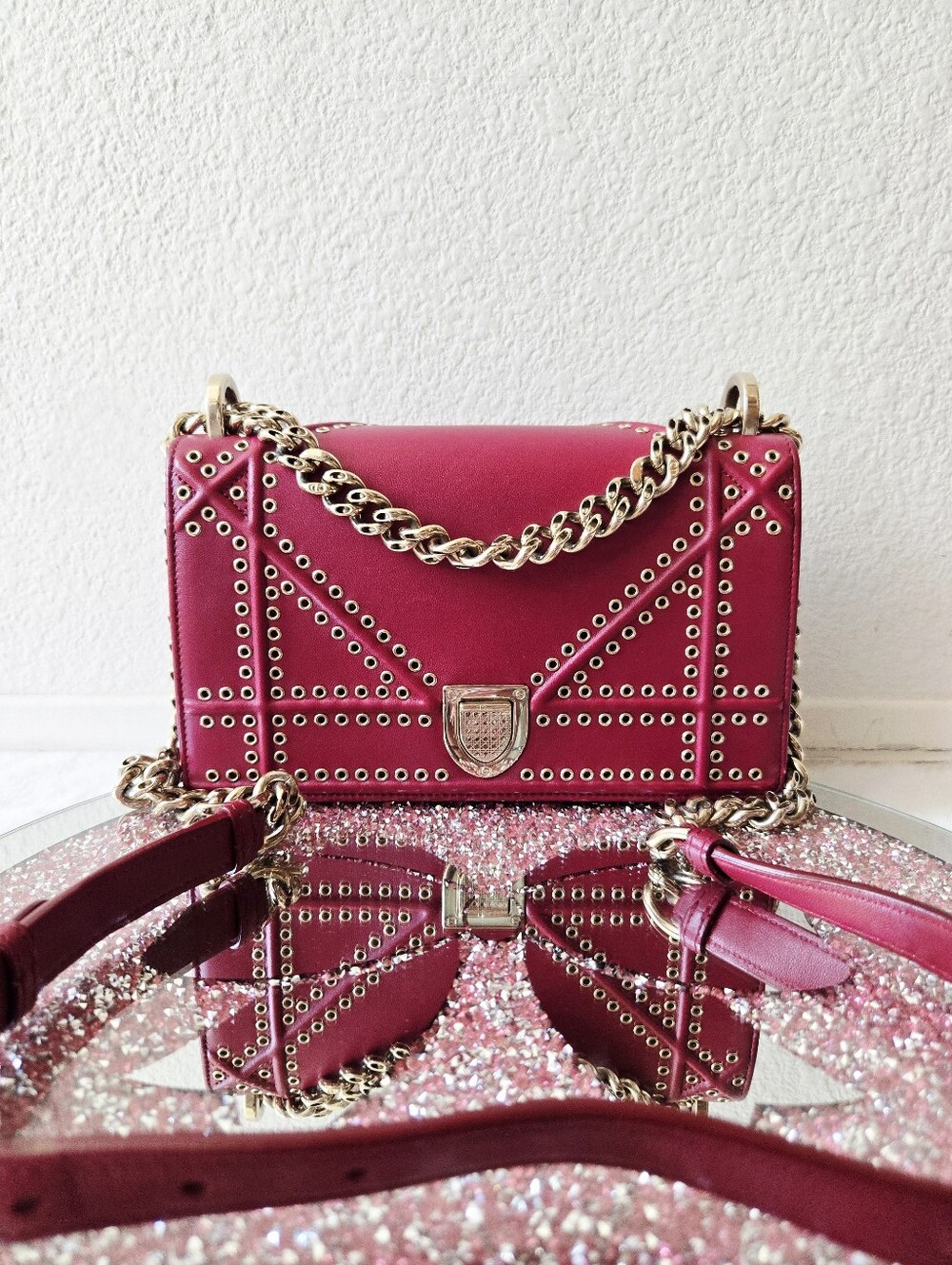 Christian Dior Lambskin Eyelet Diorama Flap Bag